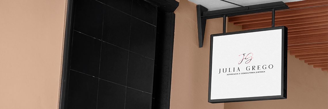 Placa de fachada com logotipo de escritório jurídico, design minimalista criado pela Jurinow para transmitir elegância e autoridade.