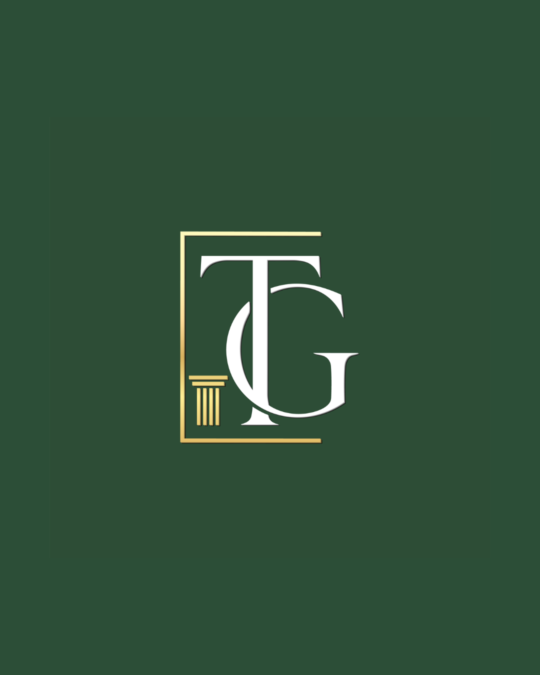 Sublogo com as iniciais TG em monograma para identidade visual jurídica.