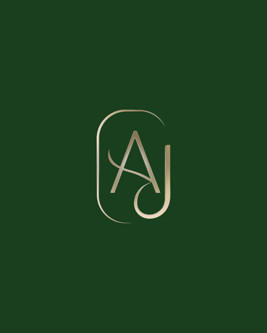 Sublogo com as iniciais AJ em monograma dourado para identidade visual jurídica