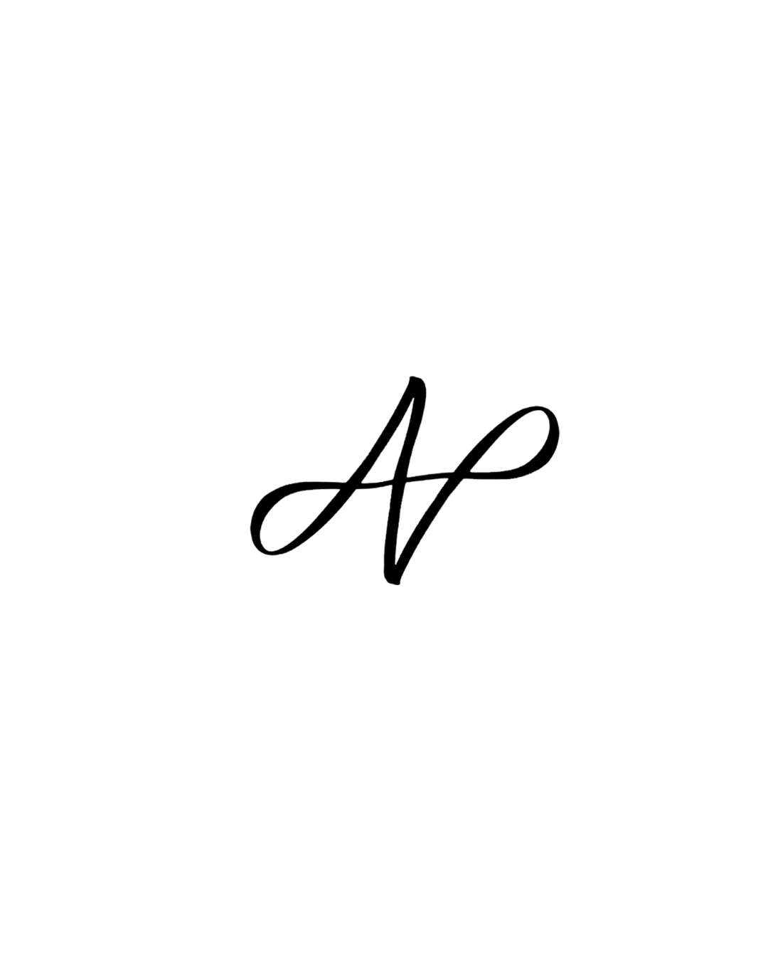 Sublogo com as iniciais AP em monograma cursivo para identidade visual jurídica