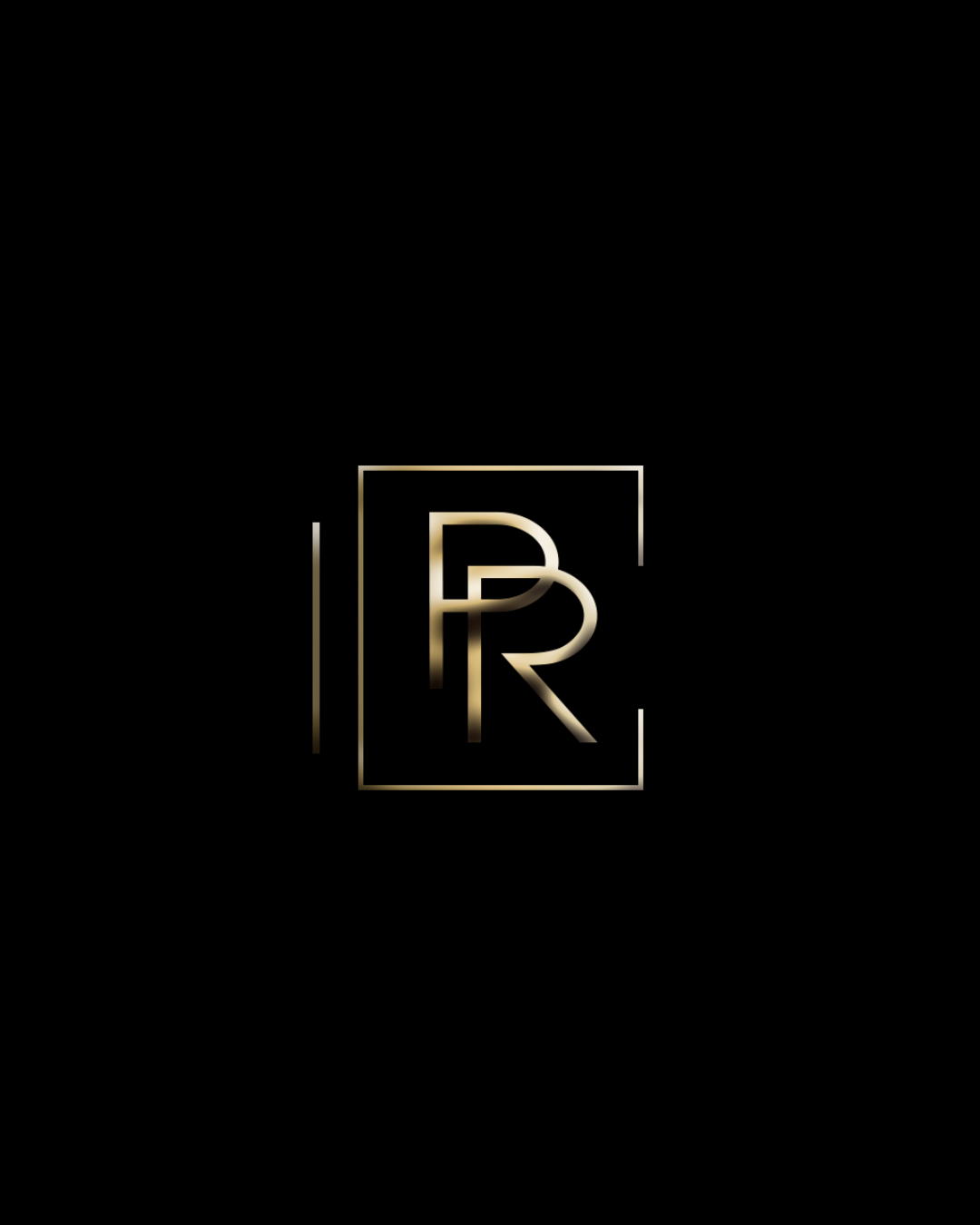 Sublogo com as iniciais PR em monograma dourado para identidade visual jurídica