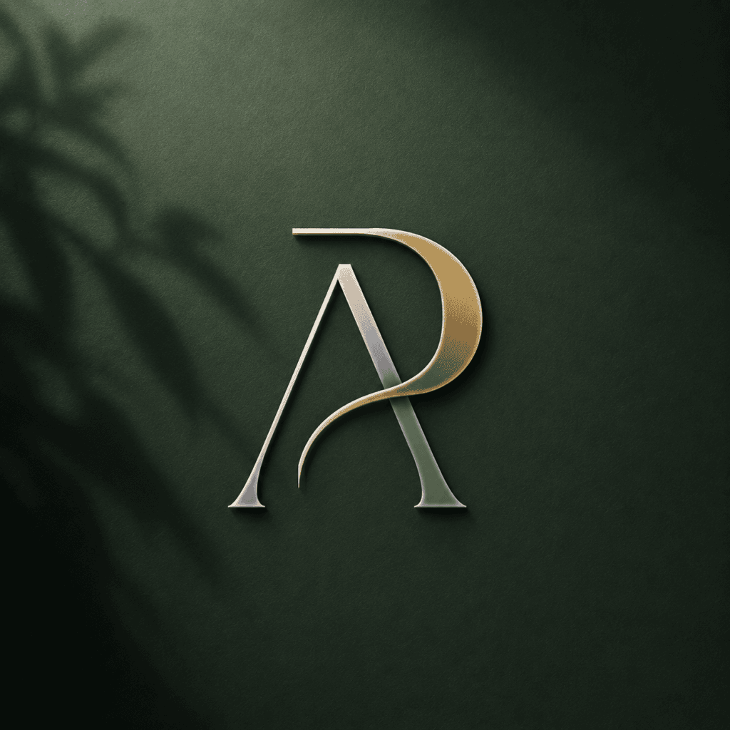 Identidade visual para advogada com logotipo personalizado em verde escuro e dourado.